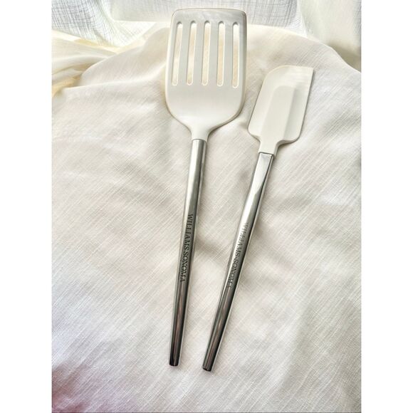 Williams Sonoma set of 2 silicone spatula and slotted turner with stainless stee - Picture 1 of 2